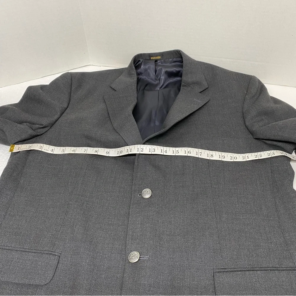 Stafford Men's Suit Jacket Size 46L Dark Charcoal Gray 55%Polyester 45% Wool